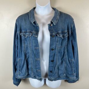 Ava & Viv Denim Trucker Jacket Womens 3 X‎ Jean Jacket Button Up Pockets Flaw
